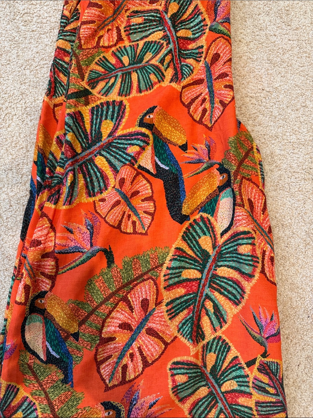 NEW FARM RIO Bright Orange Tropical Print Wide Leg Pants - Picture 3 of 7